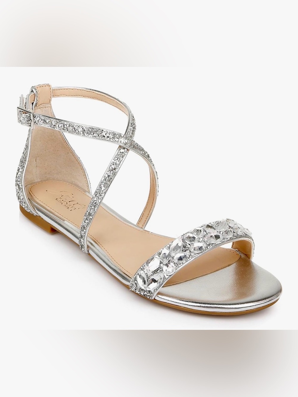 Jewel Badgley Mischka Osome Glitter Flat Sandals